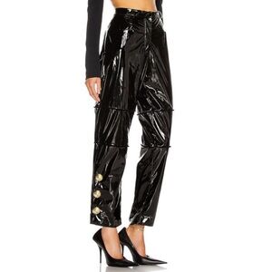 Daniele Carlotta‎ Patent Pants Black Gold Button Patent IT 40 S NWT
